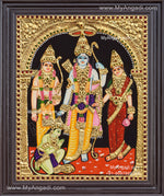 Ram Darbar - Ram with Sita, Hanuman, LakshmananTanjore Painting