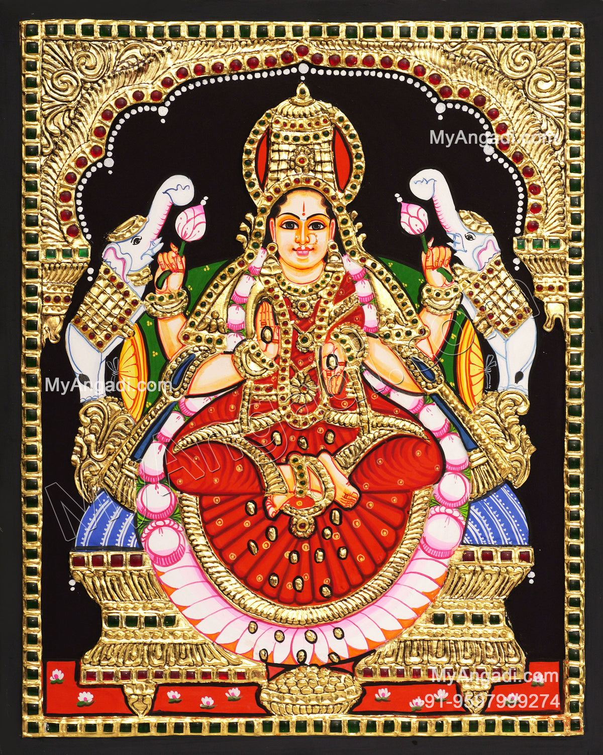 5 Set Ganesha Murugan Balaji Lakshmi Saraswathi Tanjore painting