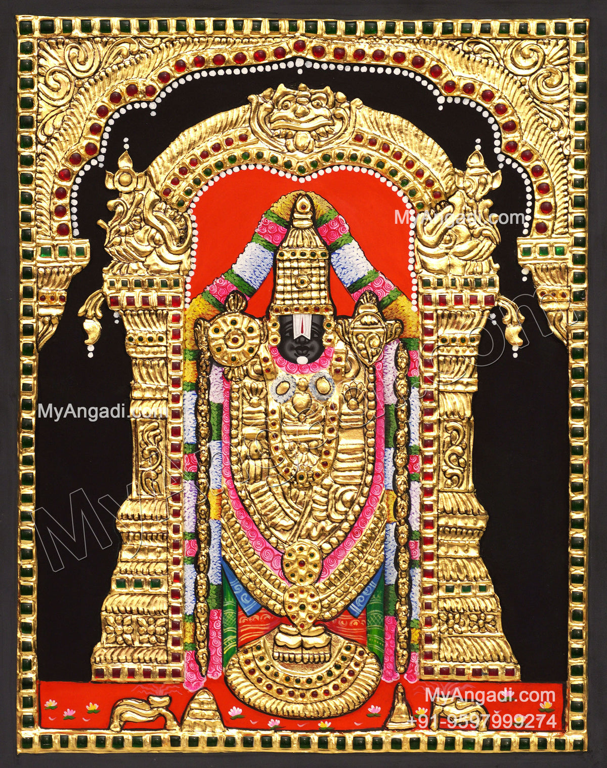 5 Set Ganesha Murugan Balaji Lakshmi Saraswathi Tanjore painting