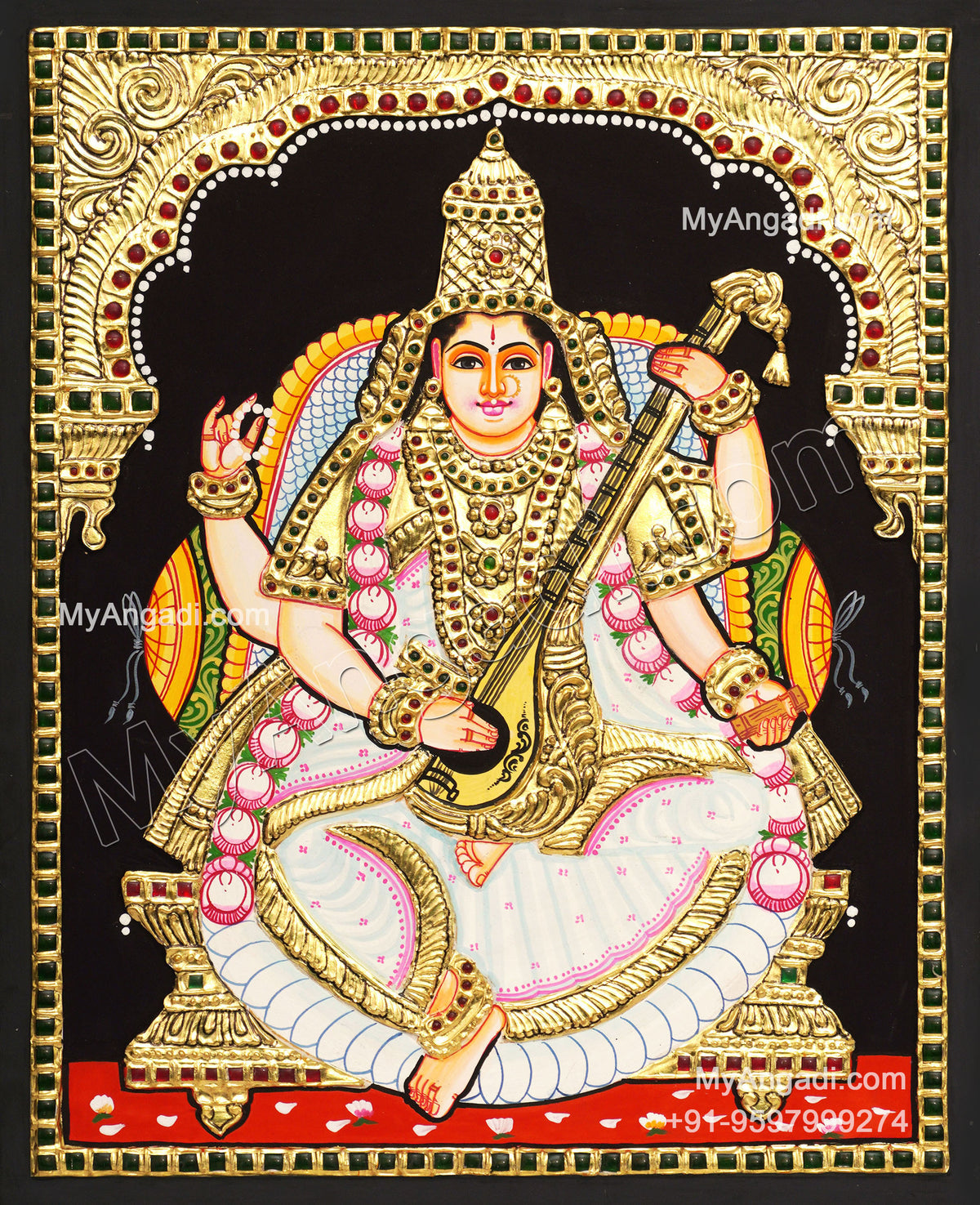 5 Set Ganesha Murugan Balaji Lakshmi Saraswathi Tanjore painting