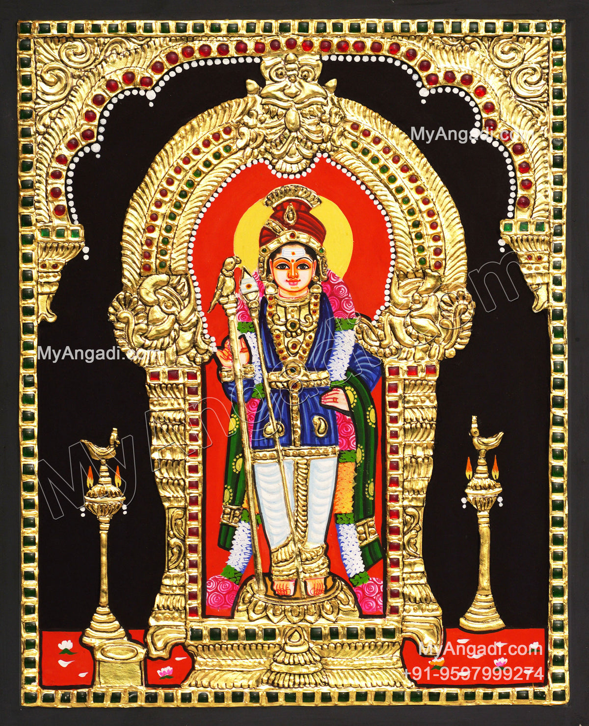 5 Set Ganesha Murugan Balaji Lakshmi Saraswathi Tanjore painting