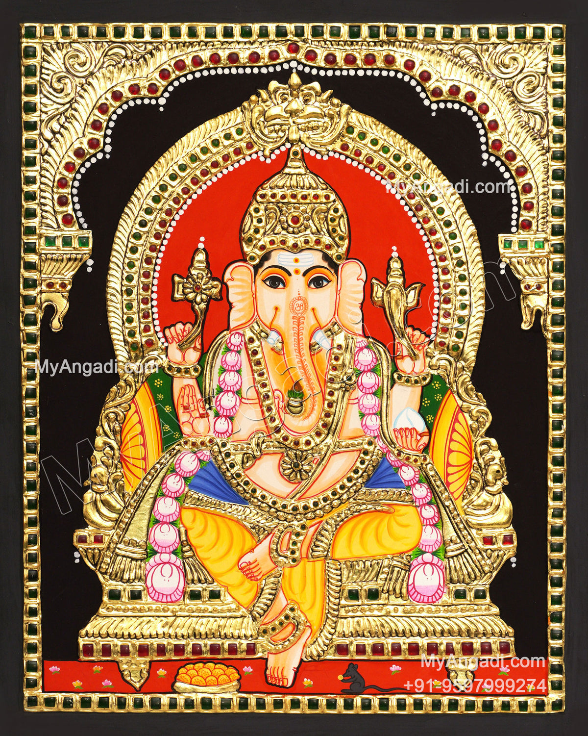 5 Set Ganesha Murugan Balaji Lakshmi Saraswathi Tanjore painting