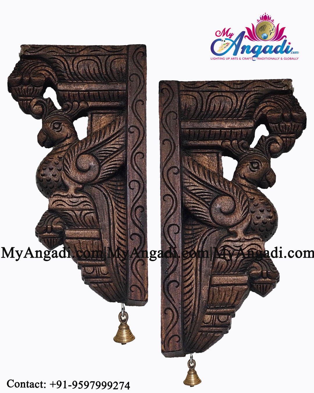 Vagai Wood Parrot Wall Brackets