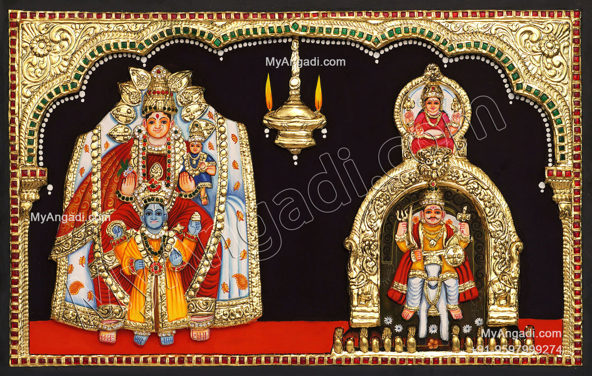 3D Devaki Krishna Lakshmi Ravalnath Tanjore Painting
