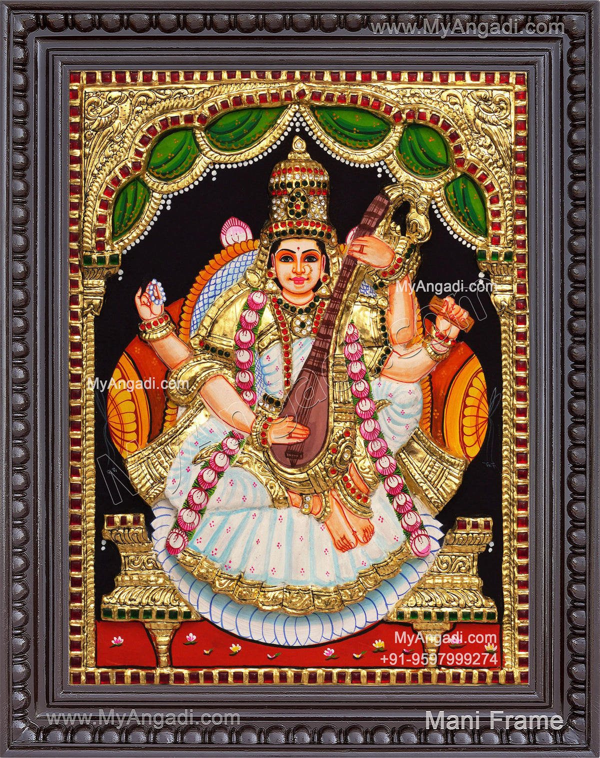 Saraswathi 3D Tanjore Painting