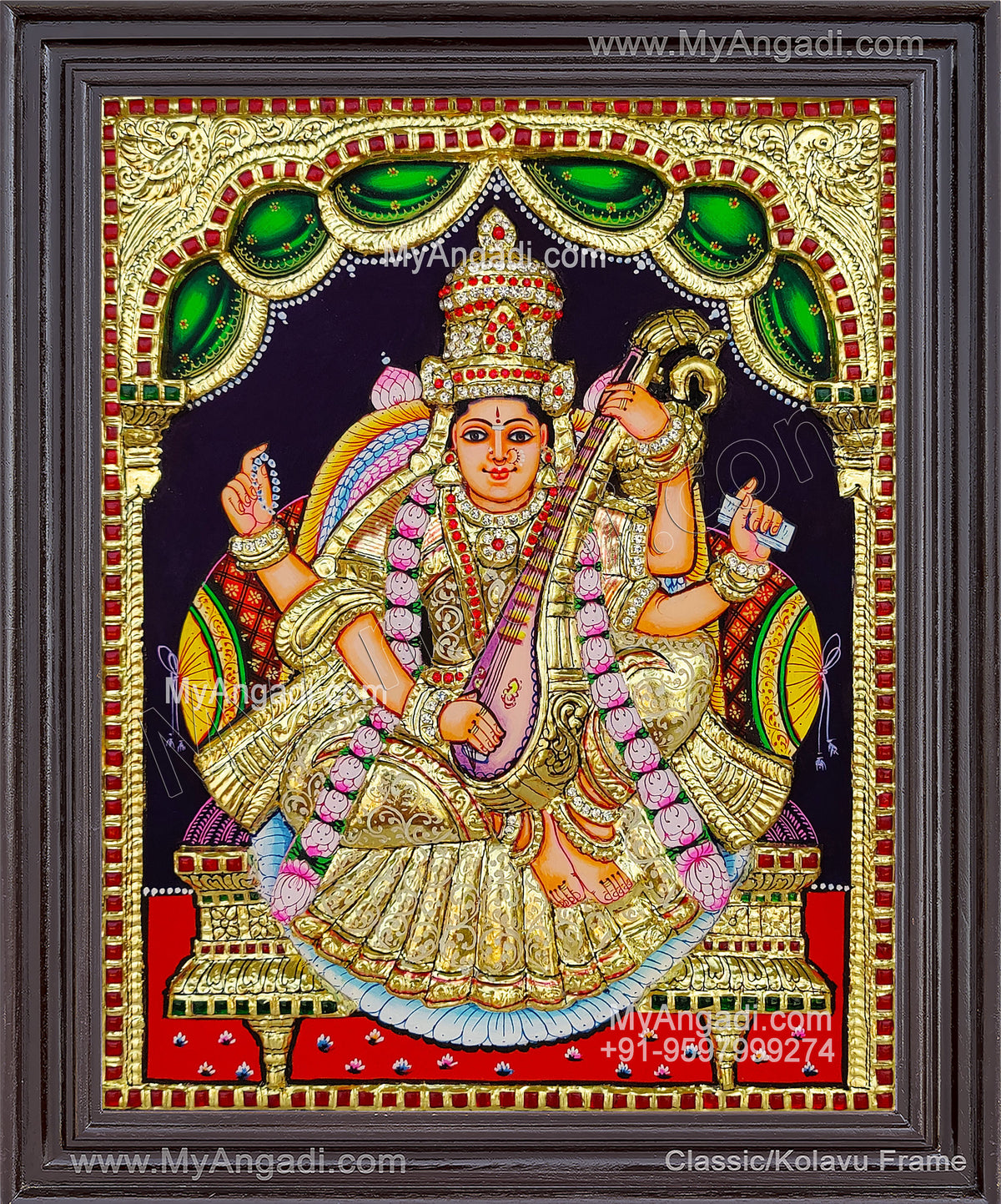 Saraswathi 3D Tanjore Painting