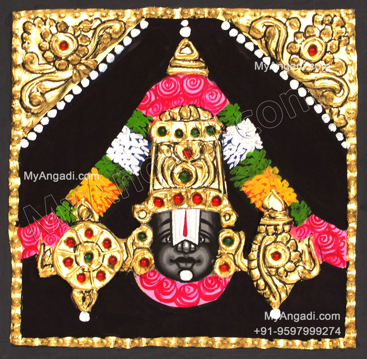 Balaji Face Tanjore Painting