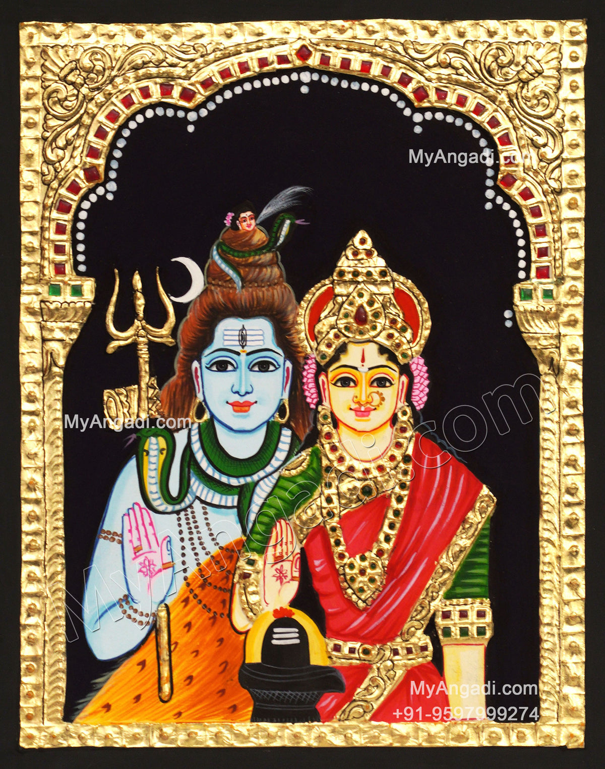 Shiva Parvathi Tanjore Painting