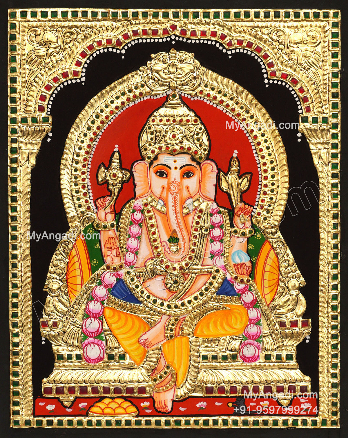 5 God - Ganesha, Lakshmi, Saraswathi, Balaji, Murugan Tanjore Paintings