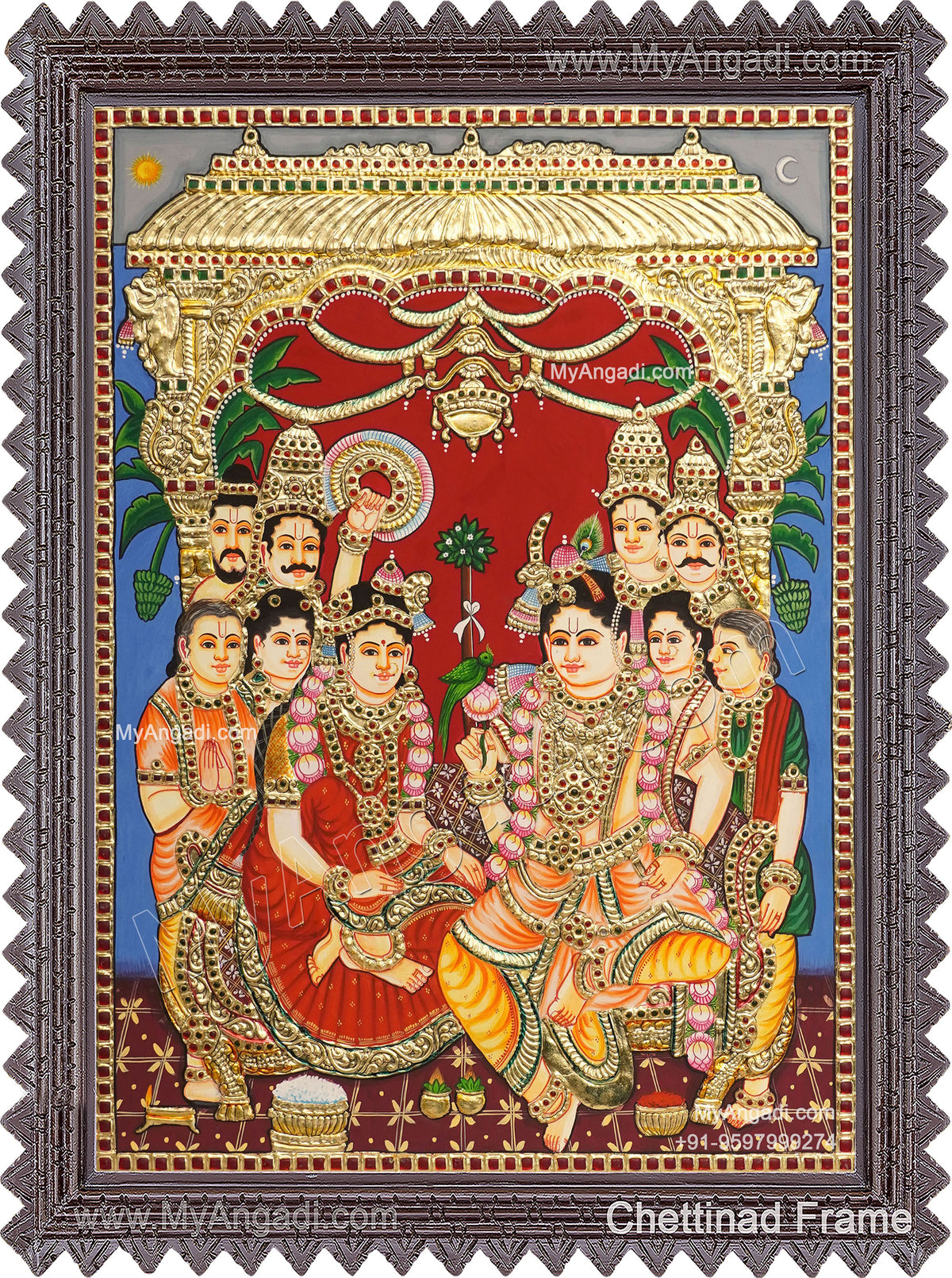 Krishna Rukmani Kalyanam Tanjore Painting