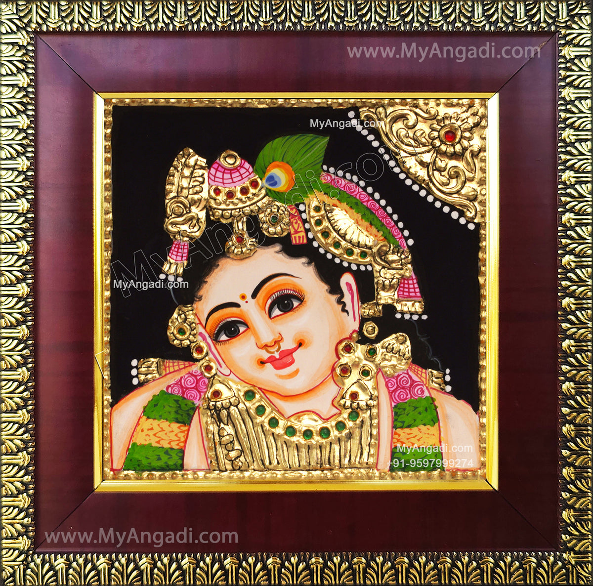 Small Krishna Tanjore Painting