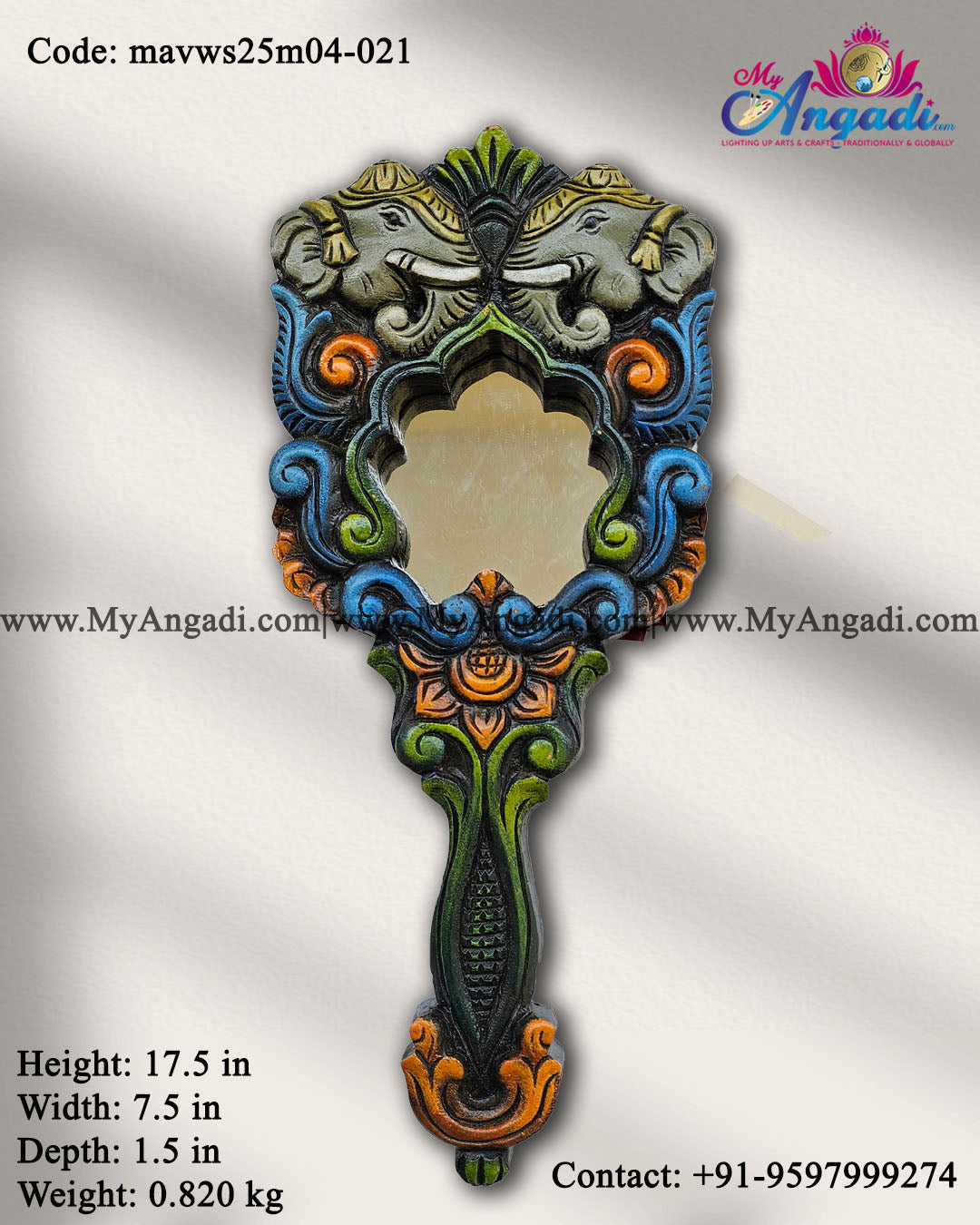 Decorative Elephant Hand Wall Mirror