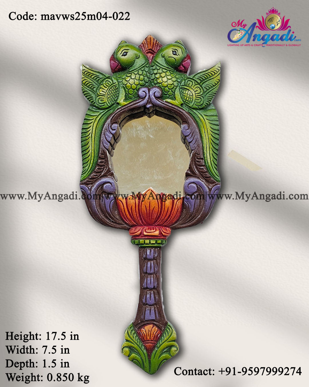 Decorative Parrot Hand Wall Mirror
