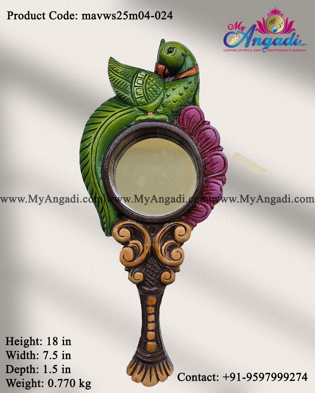 Decorative Parrot Hand Wall Mirror