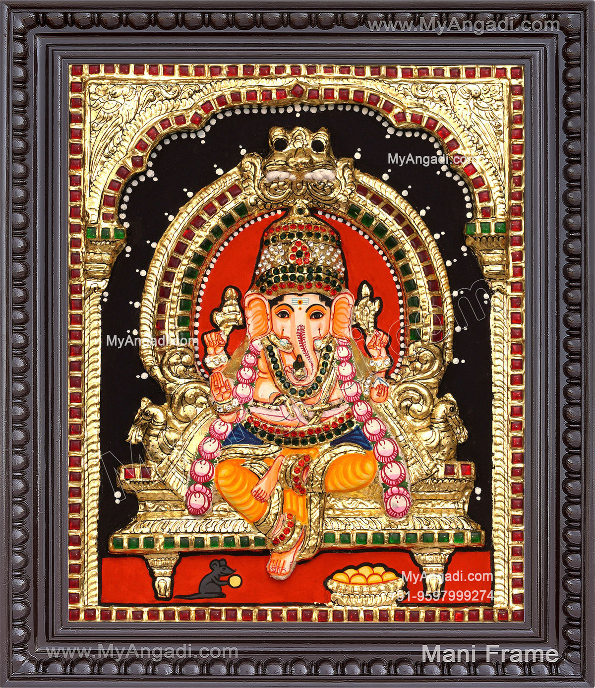 Ganesha 3d Embossed Tanjore Painting