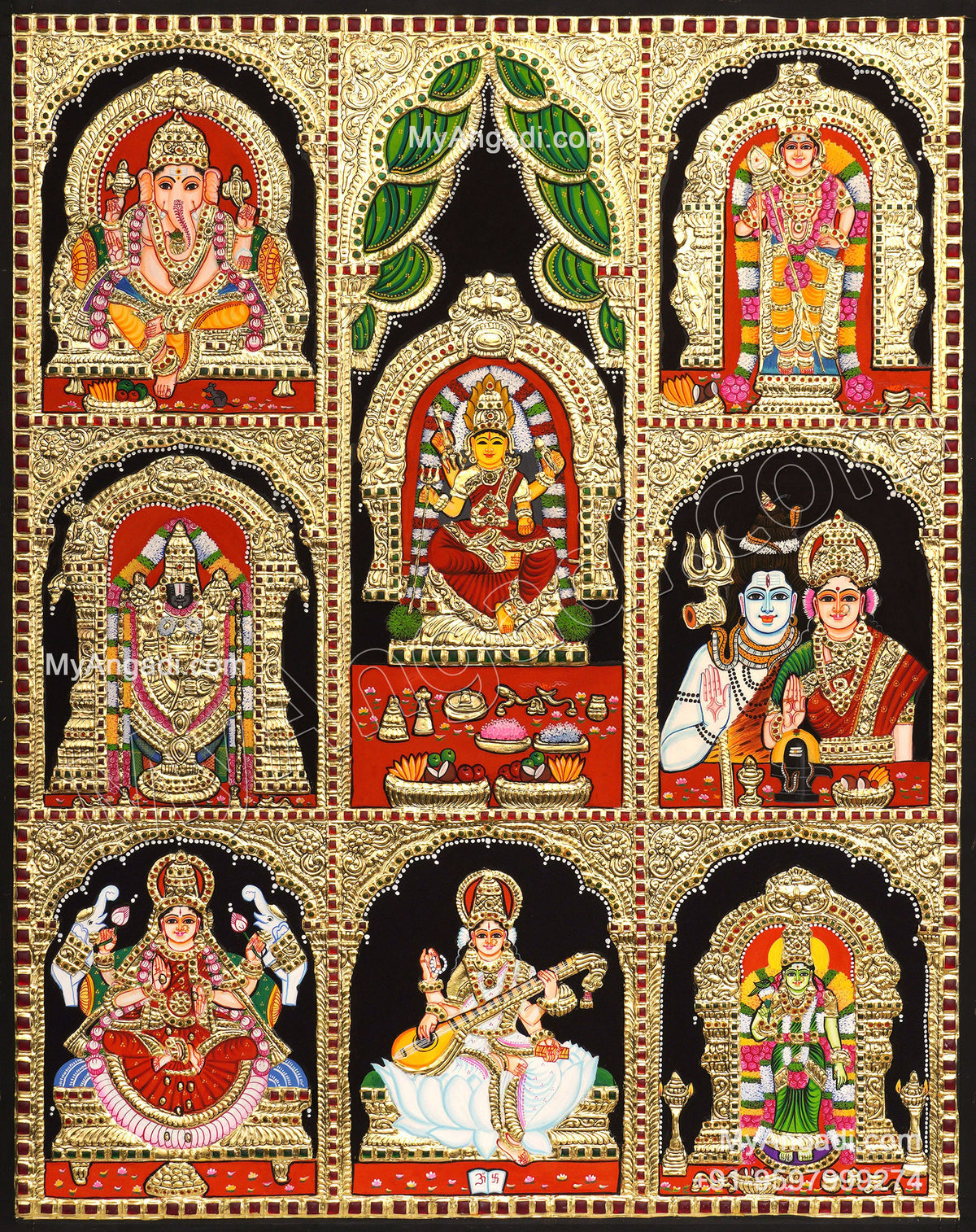 8 PanelTanjore Painting