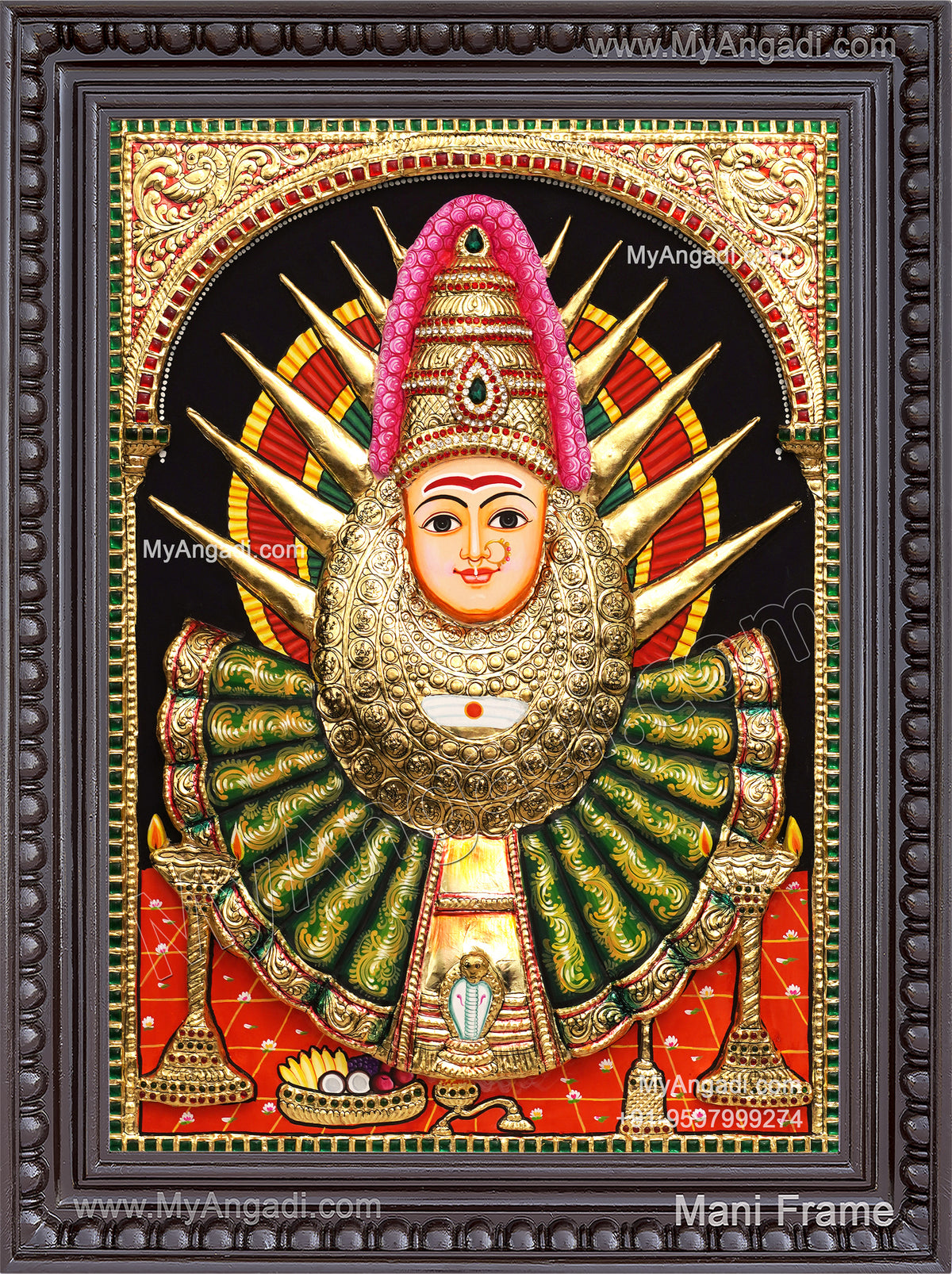 3D Yellama Devi Tanjore Painting