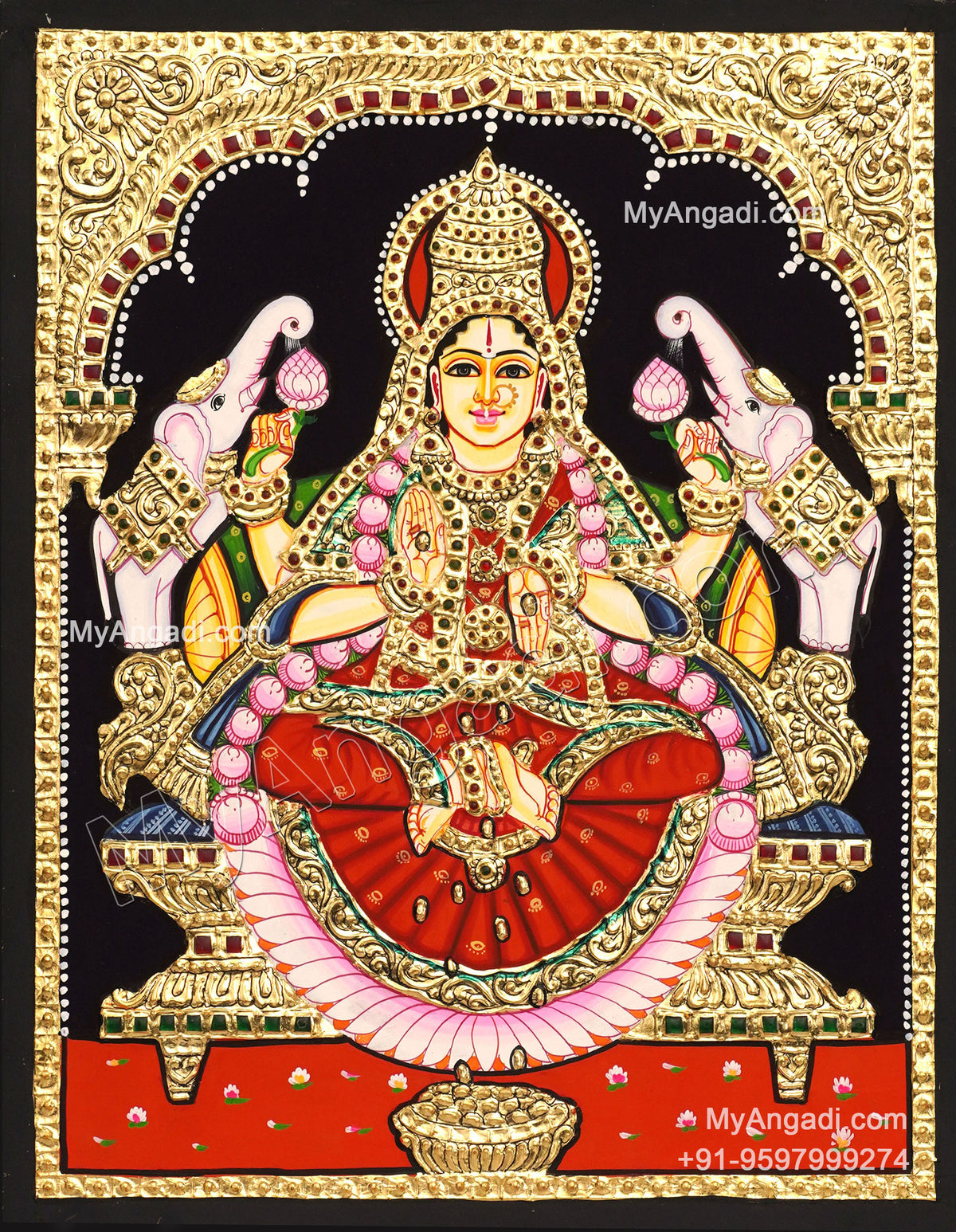 Gaja Lakshmi Tanjore Painting