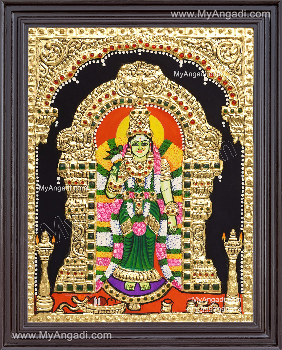 Madurai Meenakshi Amman Tanjore Painting
