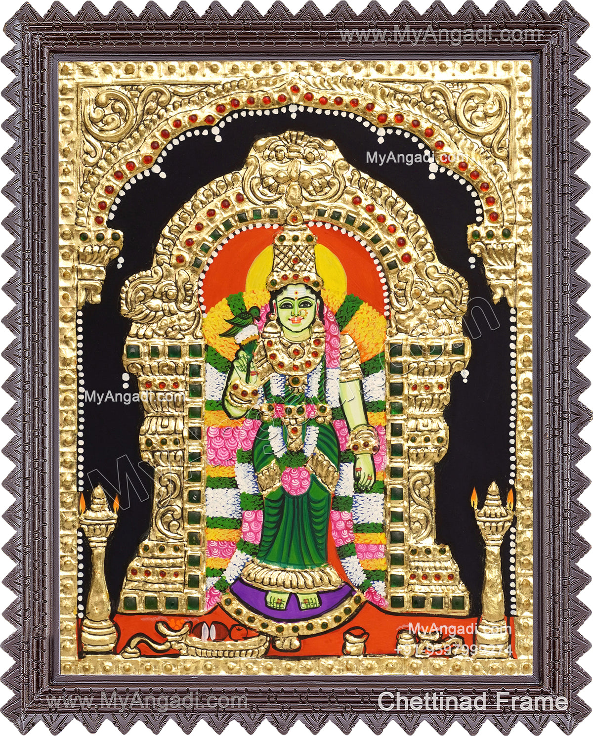 Madurai Meenakshi Amman Tanjore Painting
