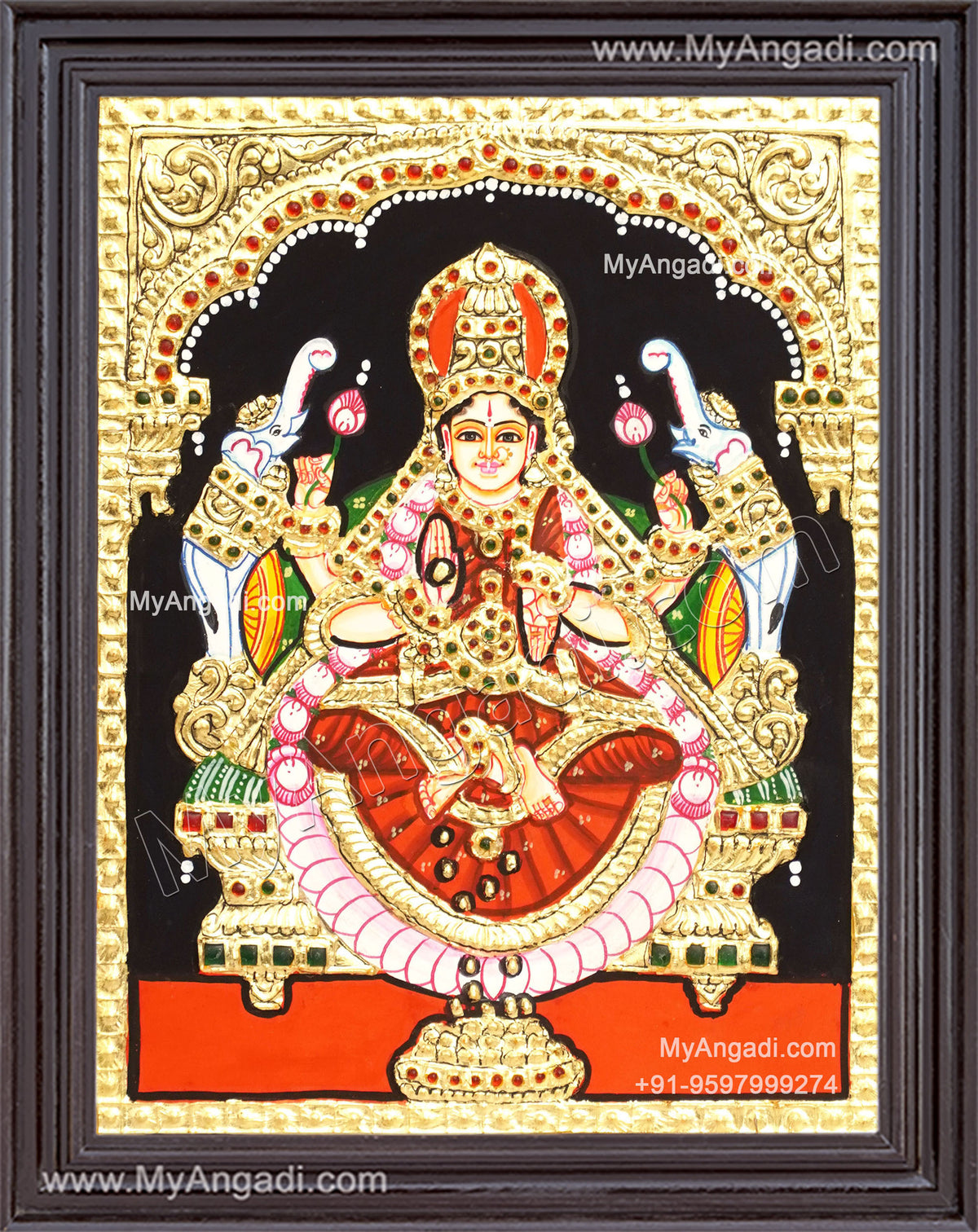 Lakshmi With 2 Elephant Tanjore Painting