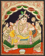 Krishna With Gopies Tanjore Painting