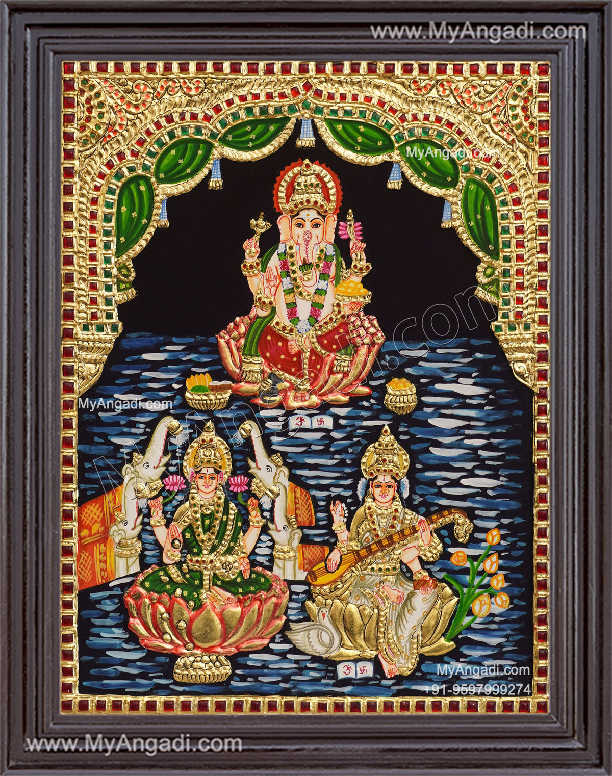 Ganesh Lakshmi Saraswathi Tanjore Painting