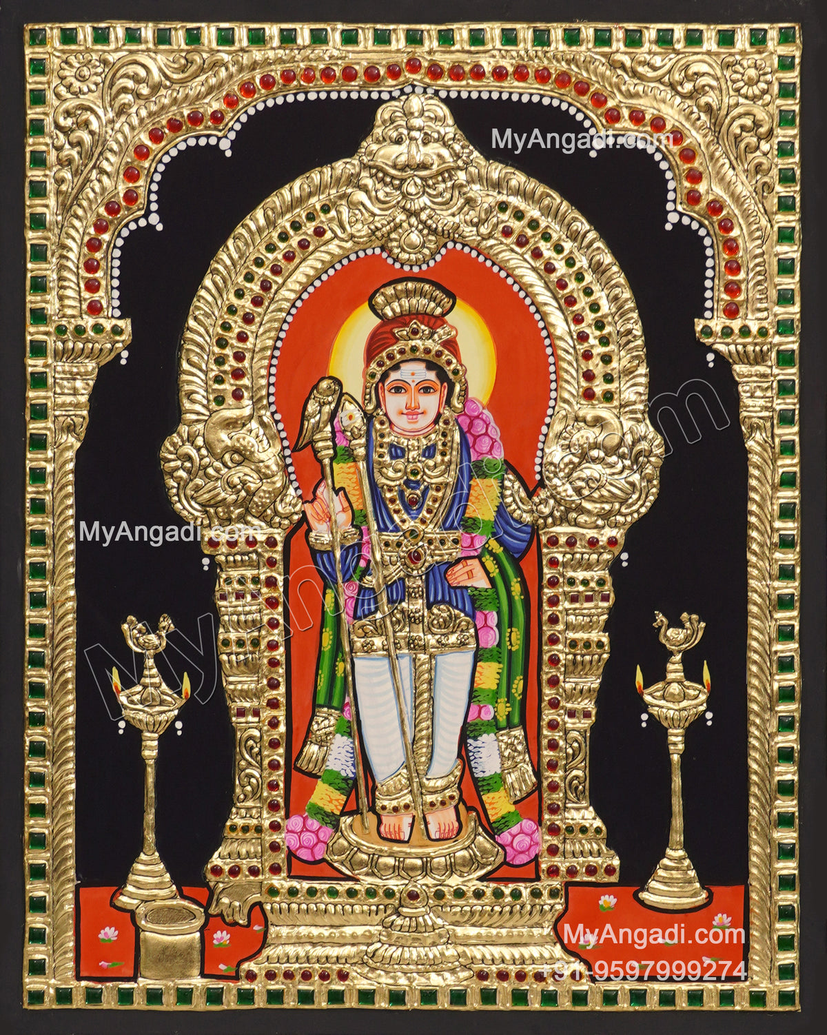 5 Set Ganesha Murugan Balaji Lakshmi Saraswathi Tanjore painting
