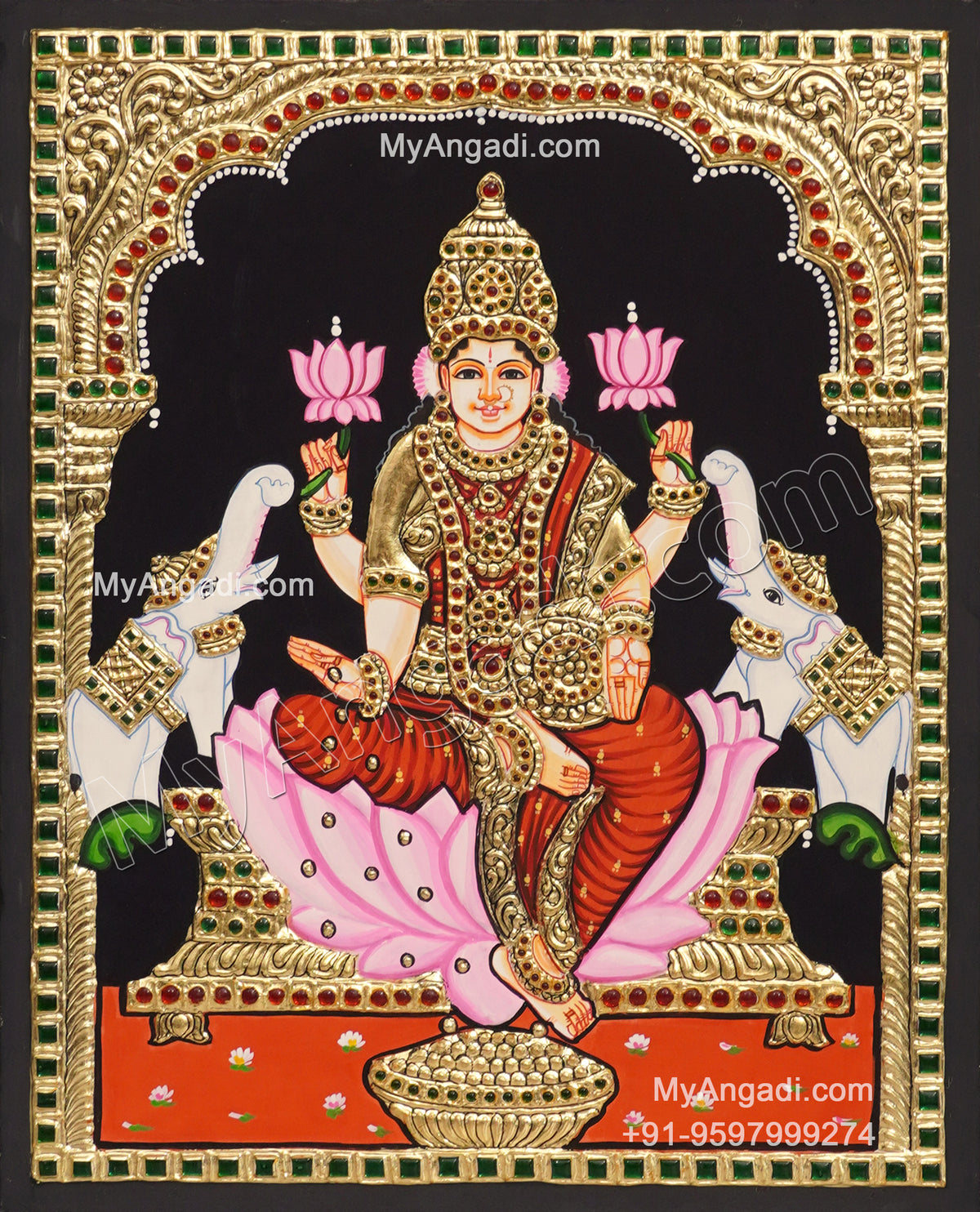5 Set Ganesha Murugan Balaji Lakshmi Saraswathi Tanjore painting