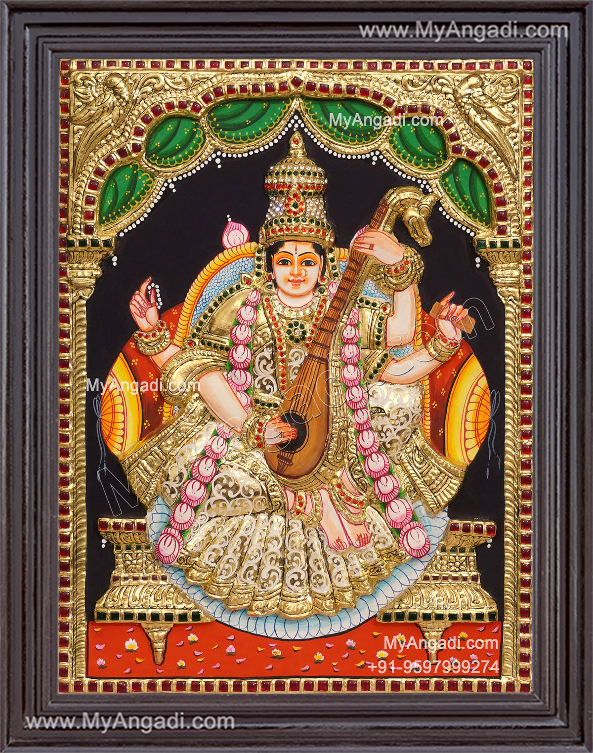 Saraswathi 3D Tanjore Painting