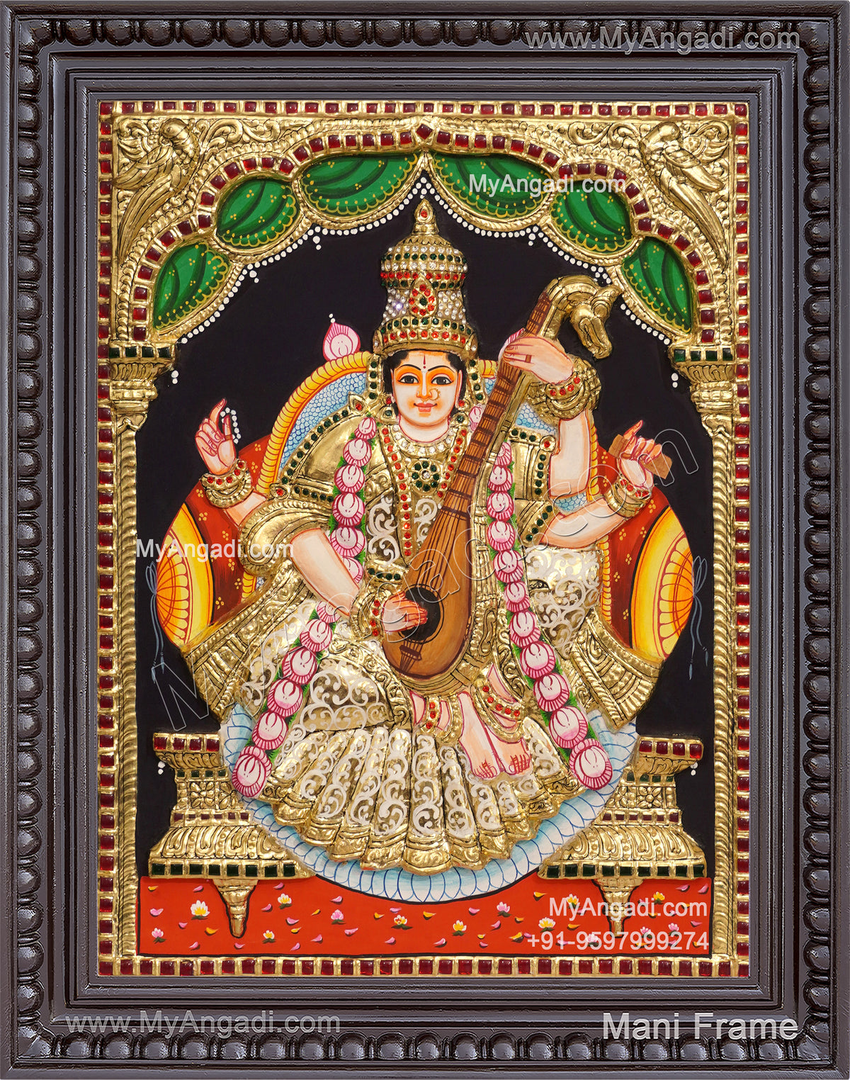 Saraswathi 3D Tanjore Painting