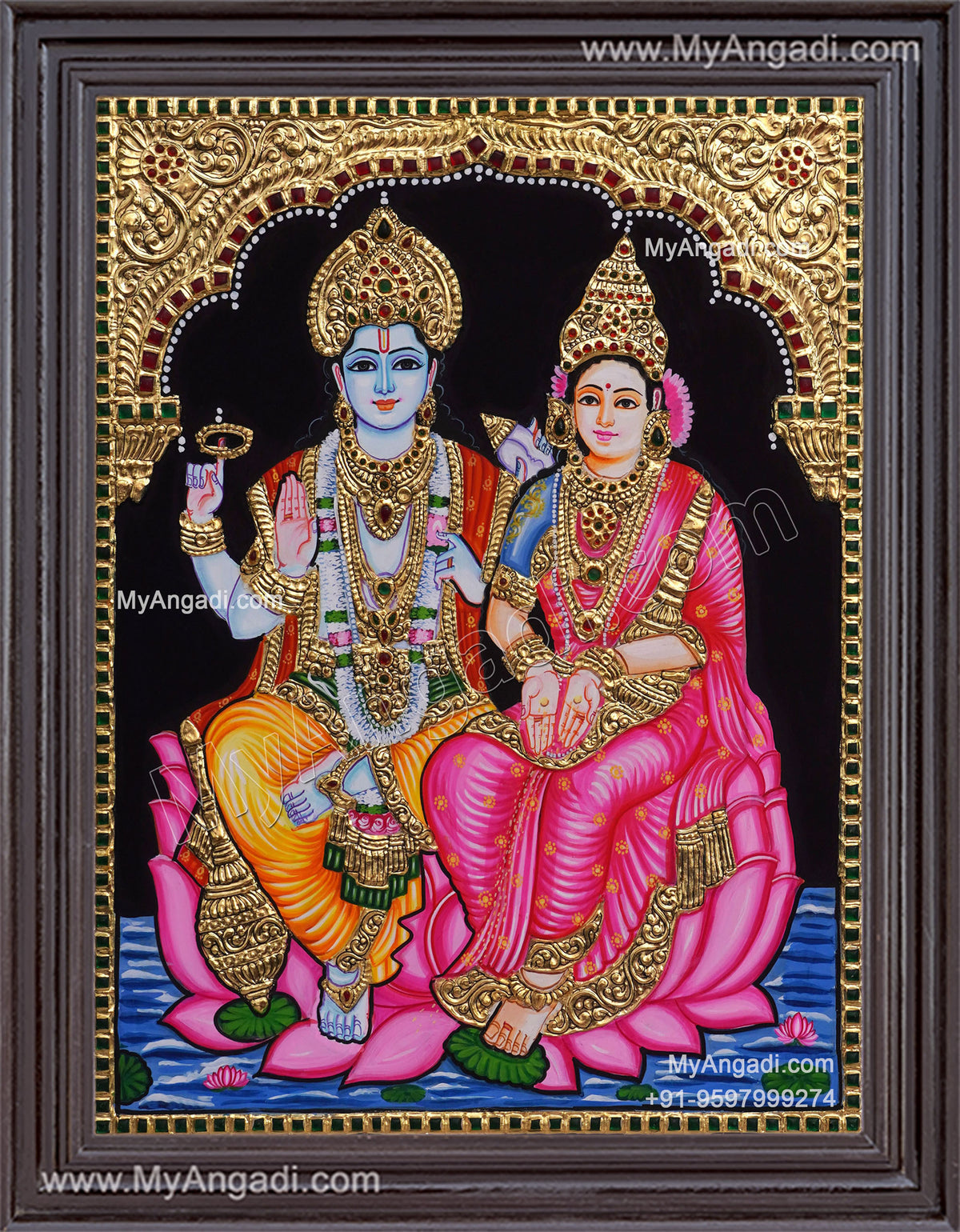 Vishnu Lakshmi Tanjore Painting