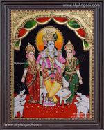Krishna Bama Rukmani Tanjore Painting