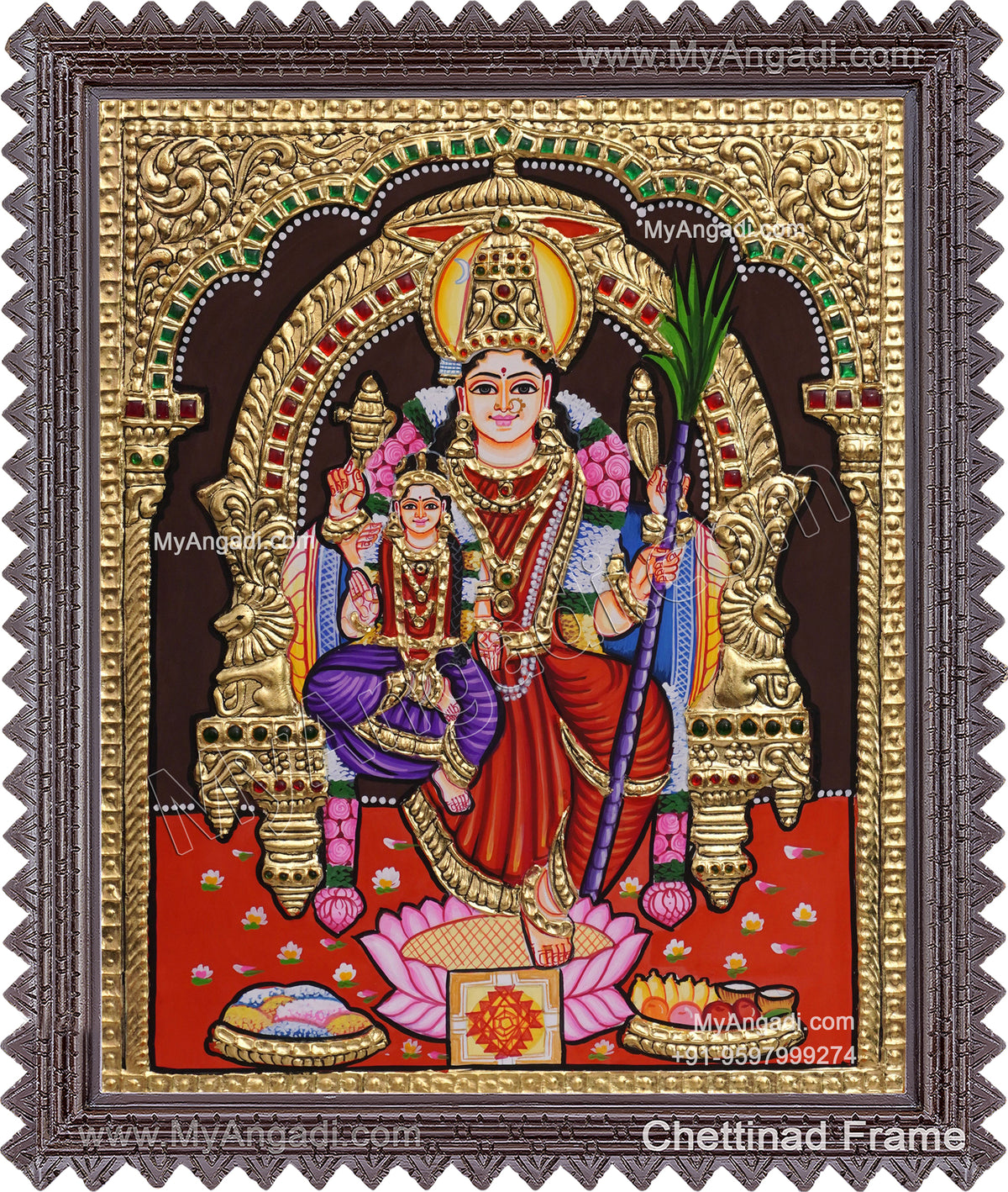 Lalitha Devi With Balambigai Tanjore Painting