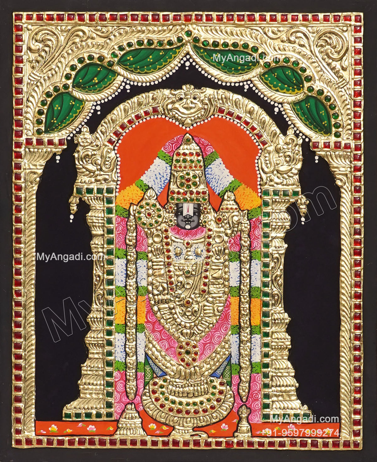 5 Set Ganesha Murugan Balaji Lakshmi Saraswathi Tanjore painting