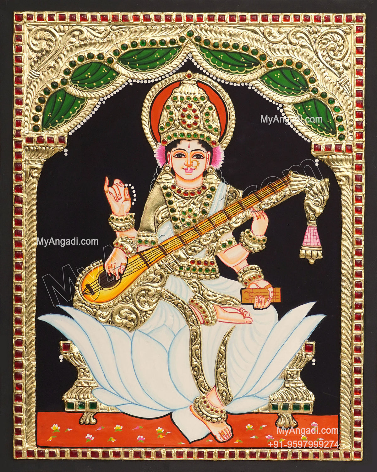 5 Set Ganesha Murugan Balaji Lakshmi Saraswathi Tanjore painting