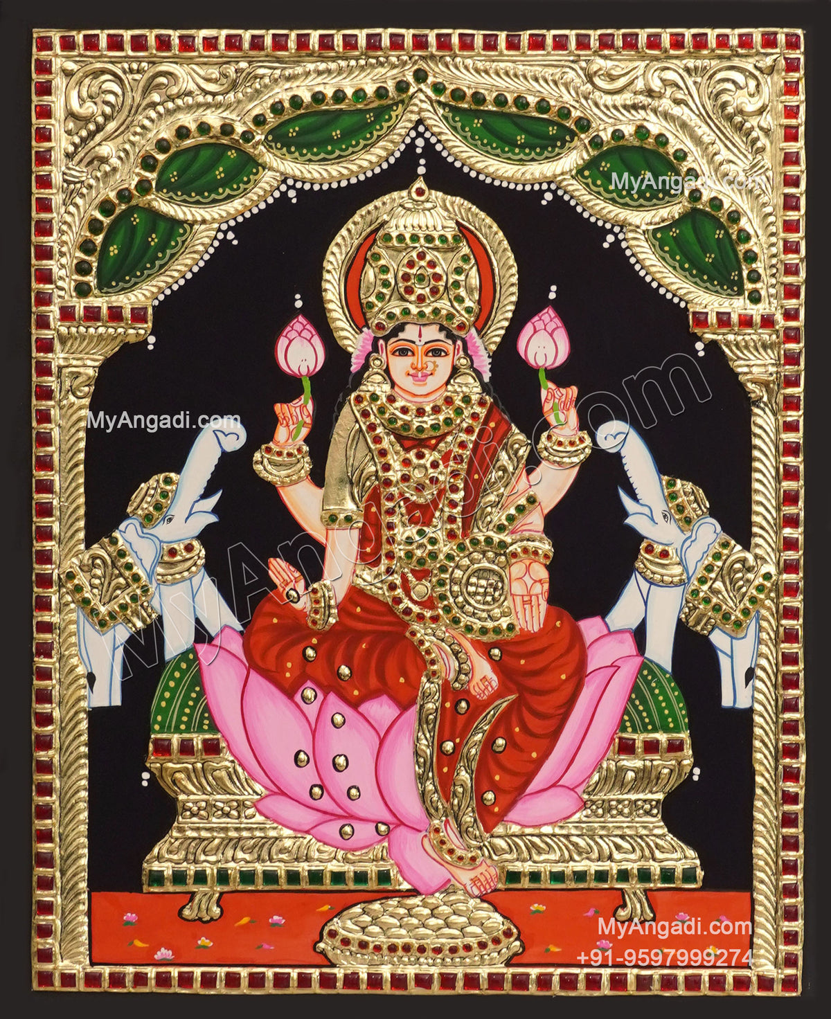 5 Set Ganesha Murugan Balaji Lakshmi Saraswathi Tanjore painting