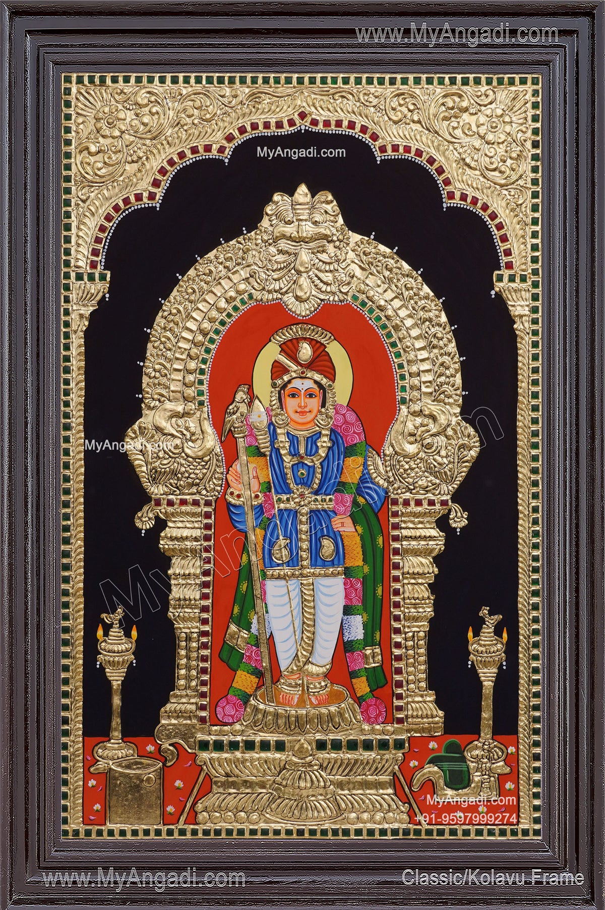 Palani Raja Alangara Murugar Tanjore Painting
