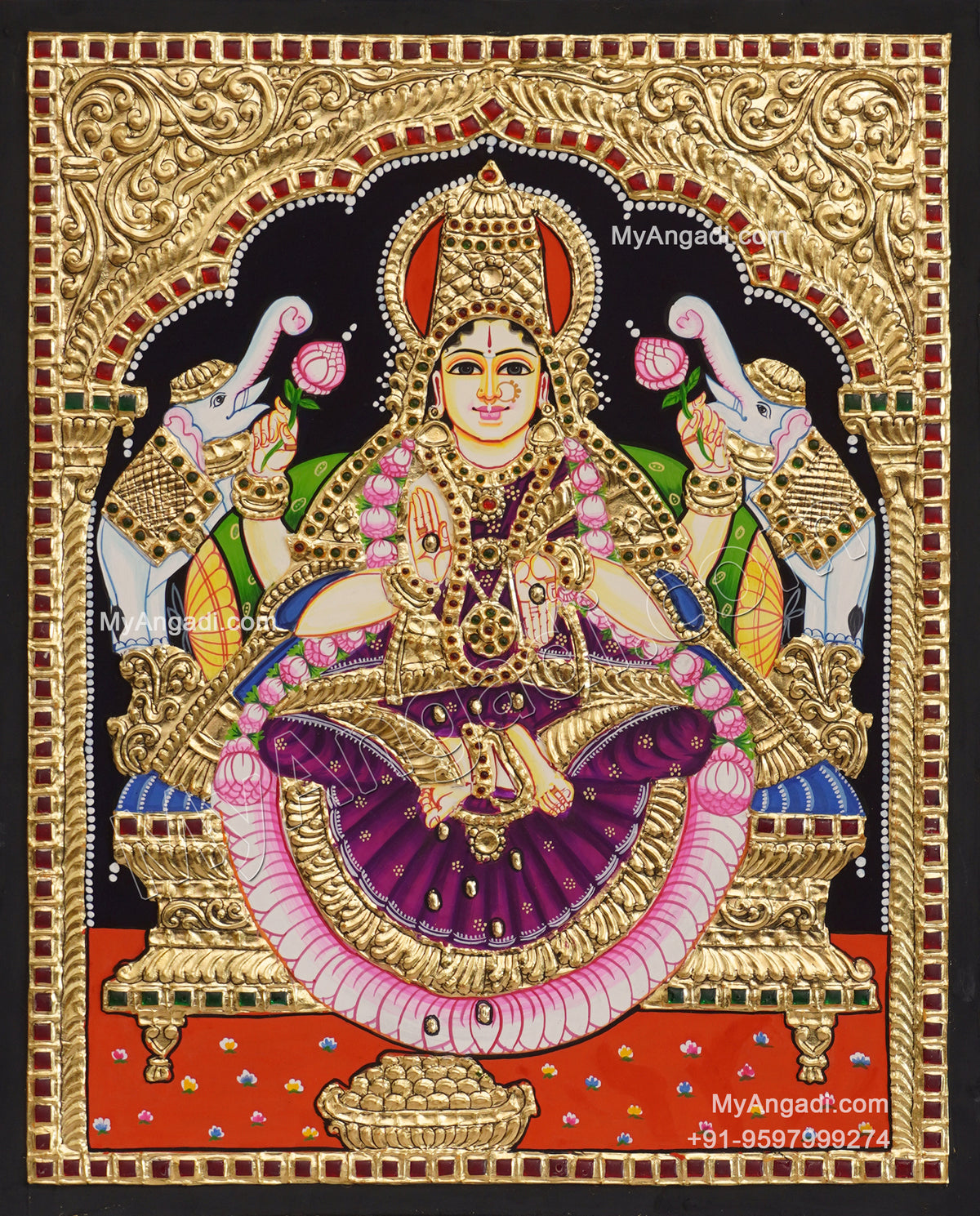Gaja Lakshmi Tanjore Painting
