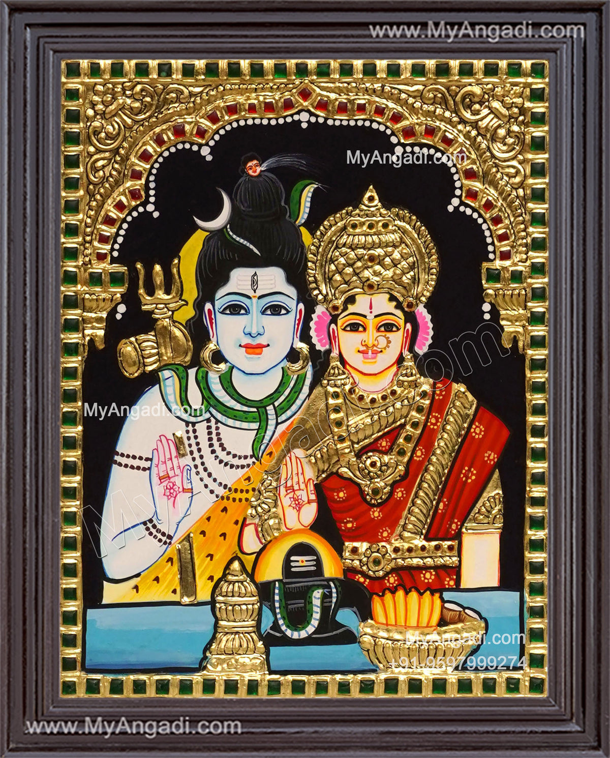 Shivan Parvathi Tanjore Painting
