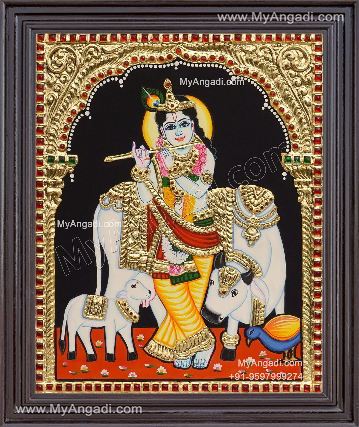 Cow Krishna Tanjore Painting