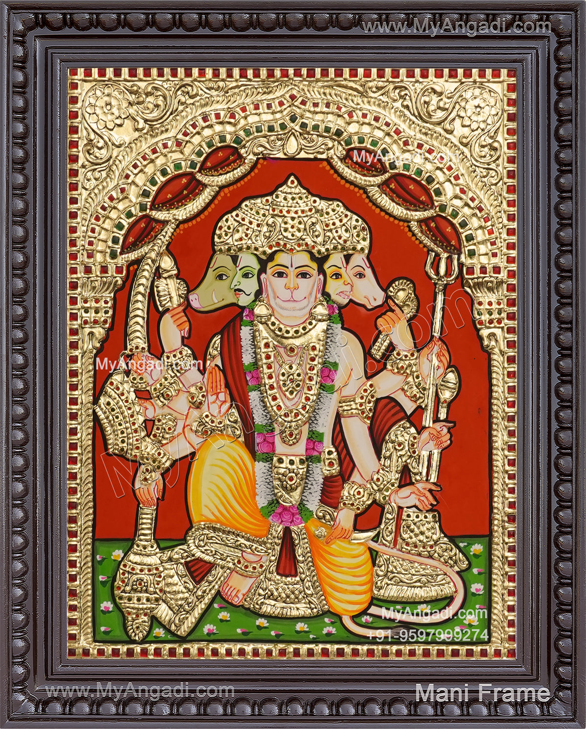 Panchamuga Hanuman Tanjore Painting