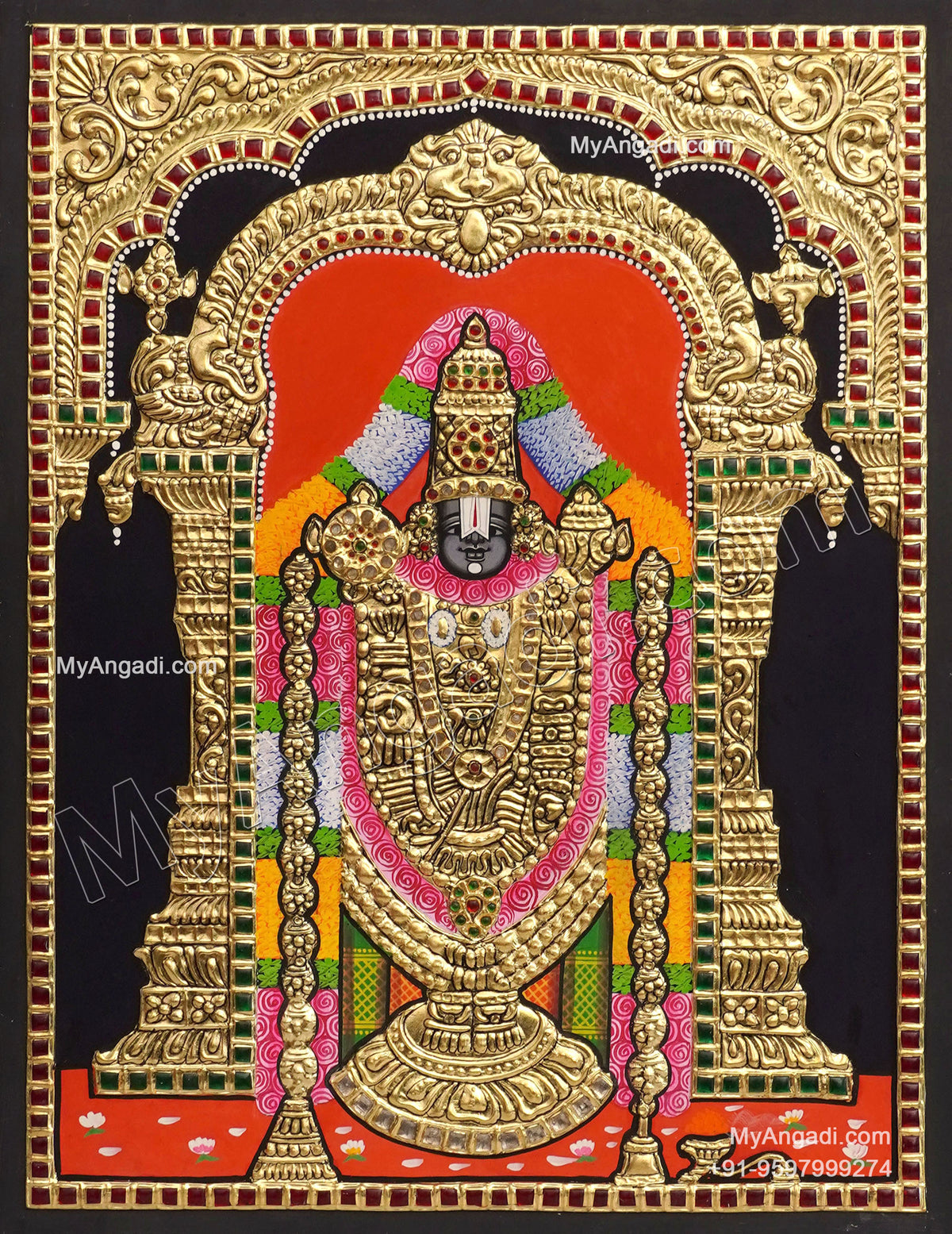 5 Set Ganesha Murugan Balaji Lakshmi Saraswathi Tanjore painting
