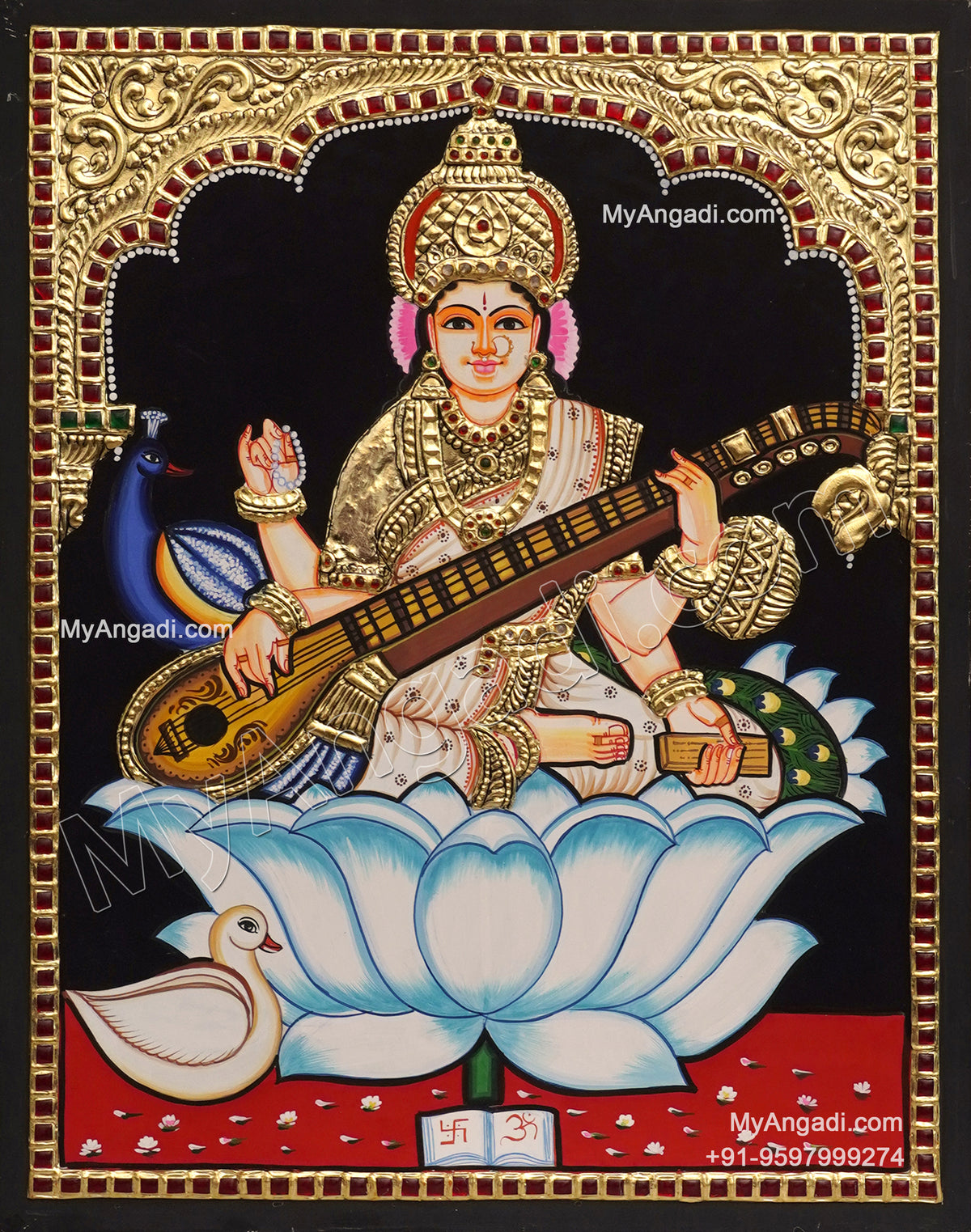 5 Set Ganesha Murugan Balaji Lakshmi Saraswathi Tanjore painting