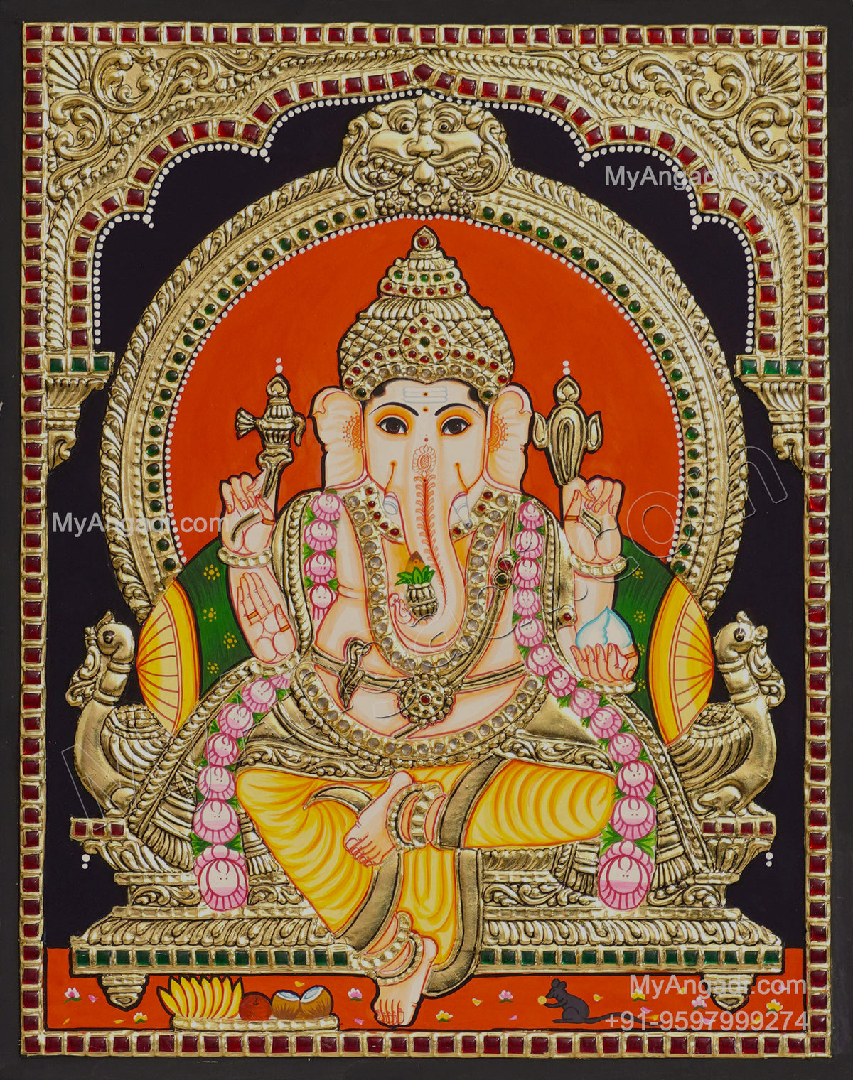 5 Set Ganesha Murugan Balaji Lakshmi Saraswathi Tanjore painting