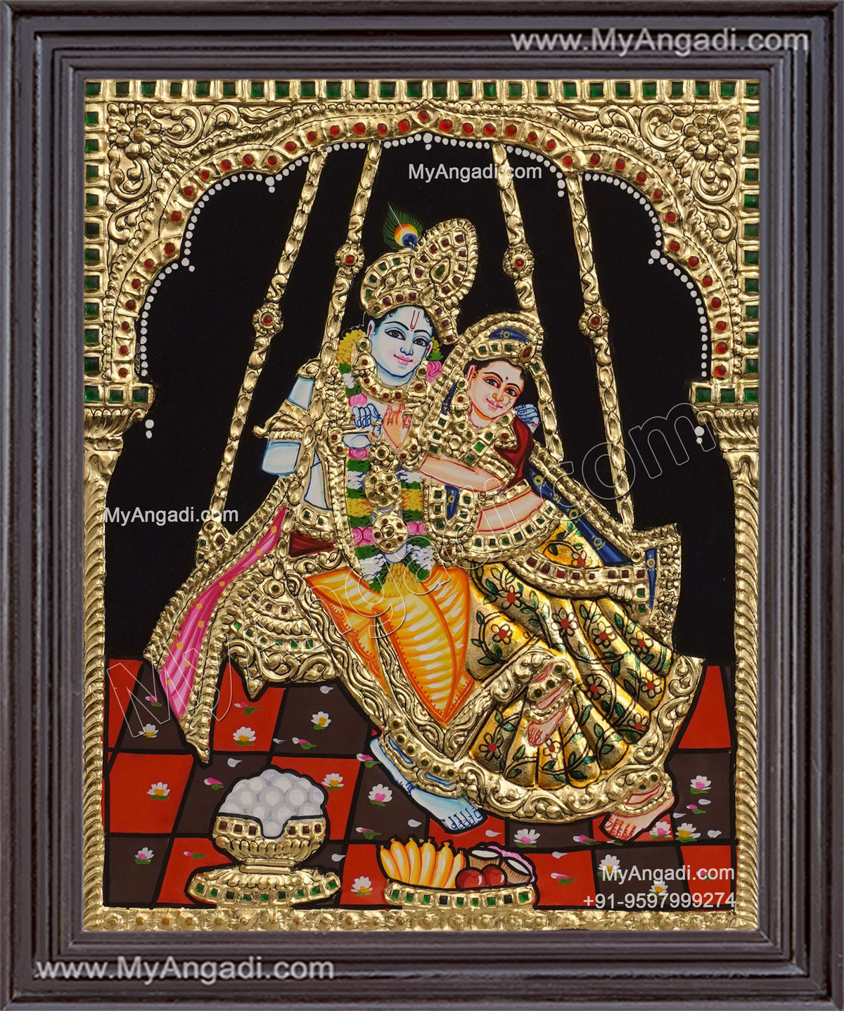 Swing Radha Krishna Tanjore Painting