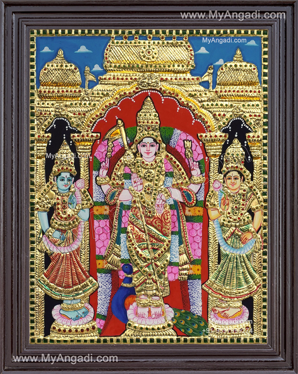 Murugar valli deivanai Tanjore Painting