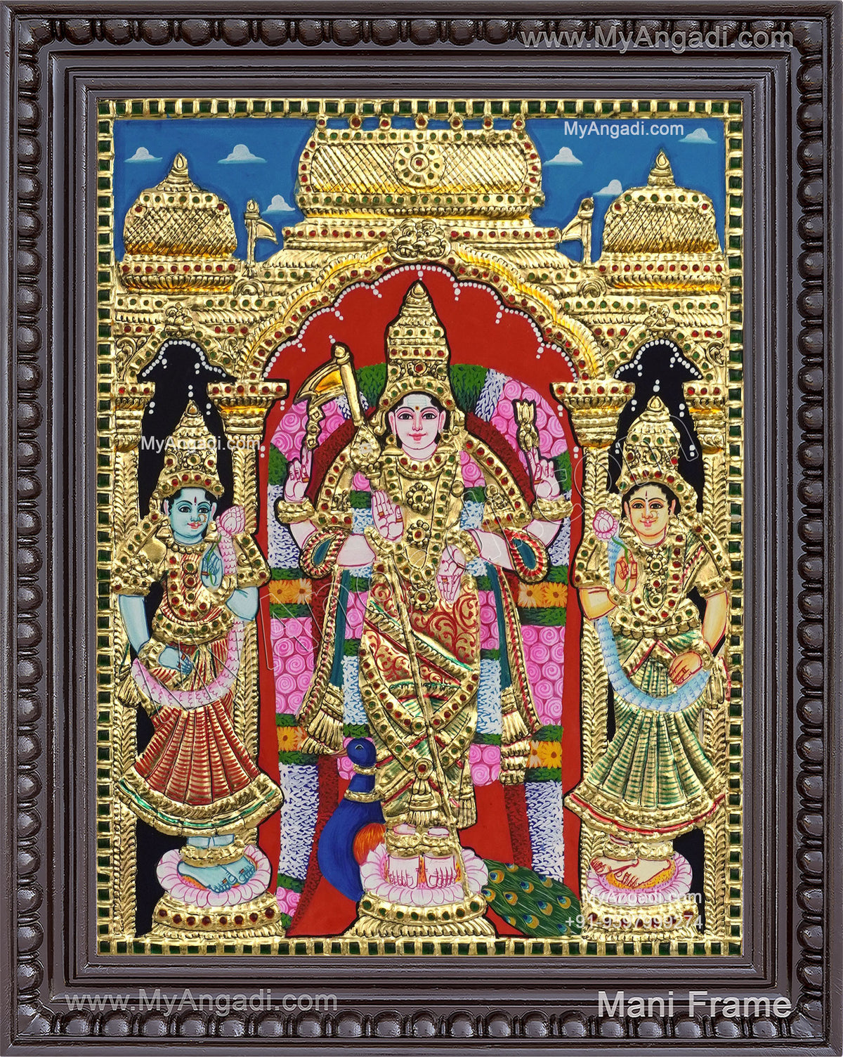 Murugar valli deivanai Tanjore Painting