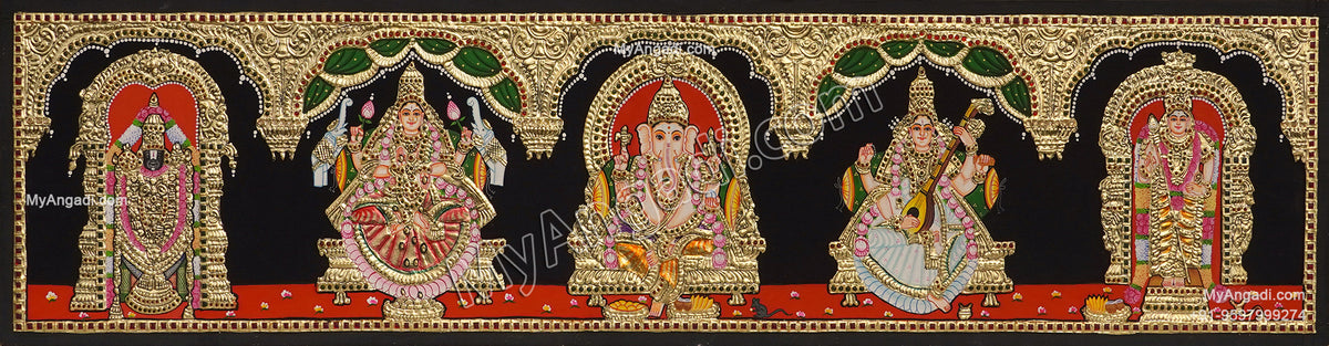 5 PanelTanjore Painting