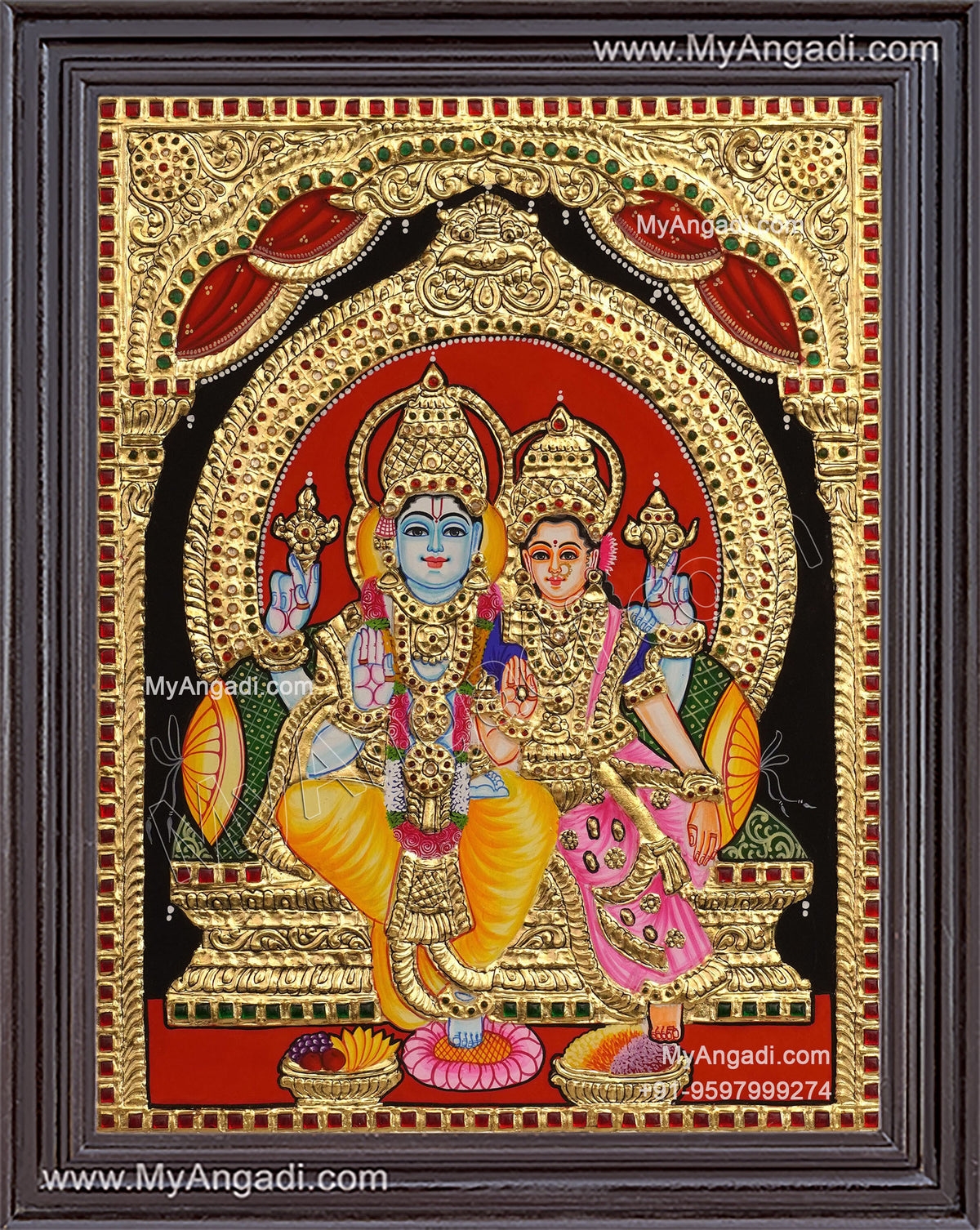 Vishnu Lakshmi Tanjore Painting
